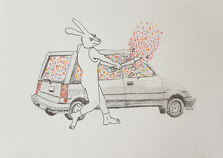 Rabbit car drawing