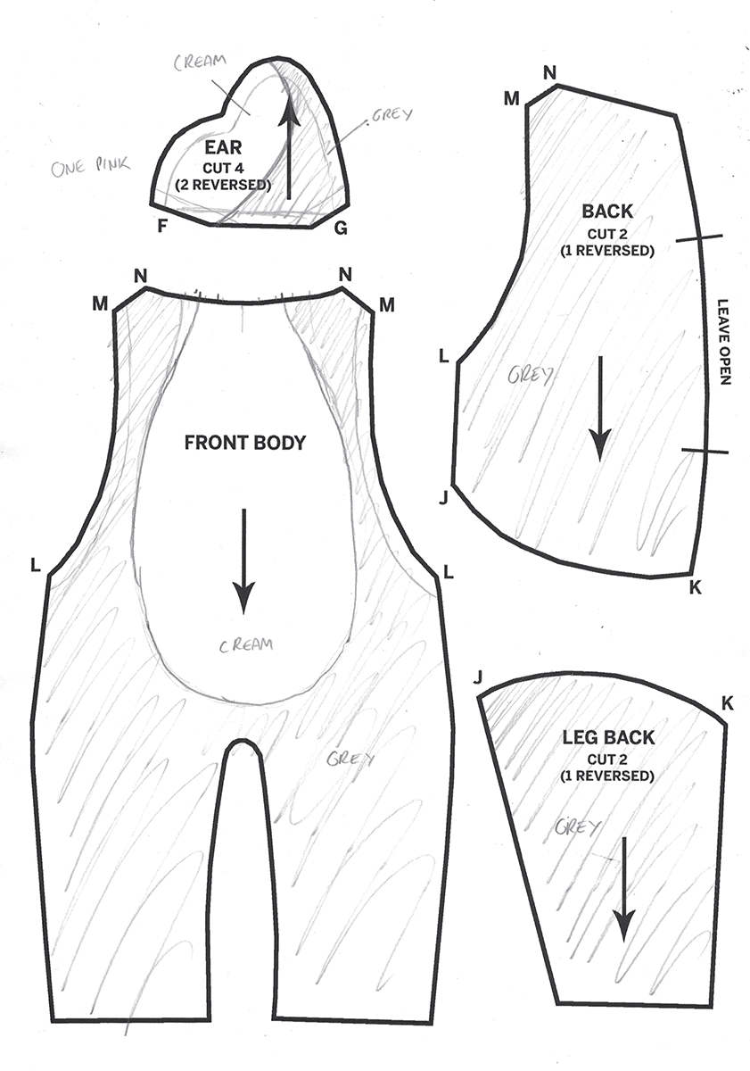 Pattern annotated for colour separations