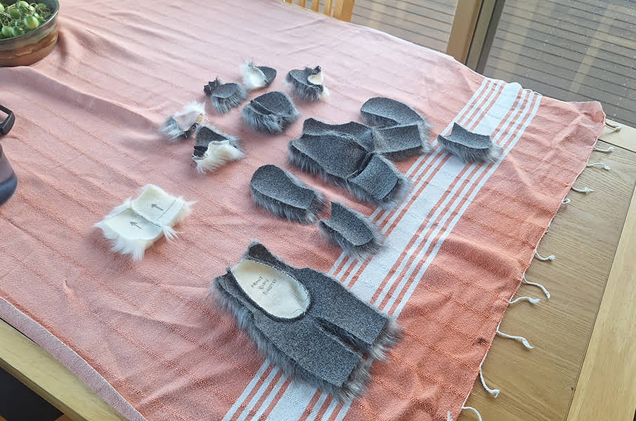 pieces of final version, partially sewn