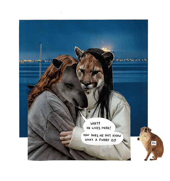 'Overheard at Anthrocon 2023 #1', collage, 2023