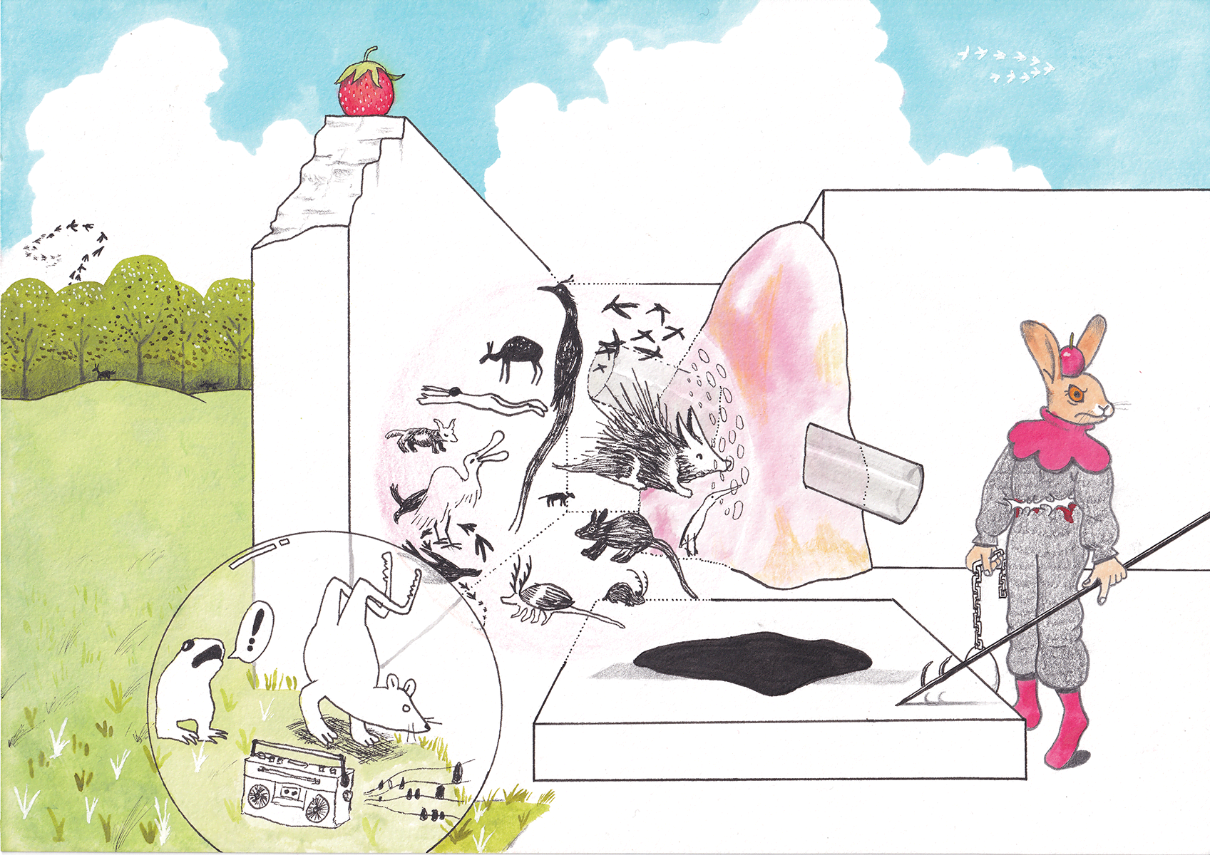 Submission for Delightful Garden, watercolour, ink, graphite and coloured pencil on paper, 2022