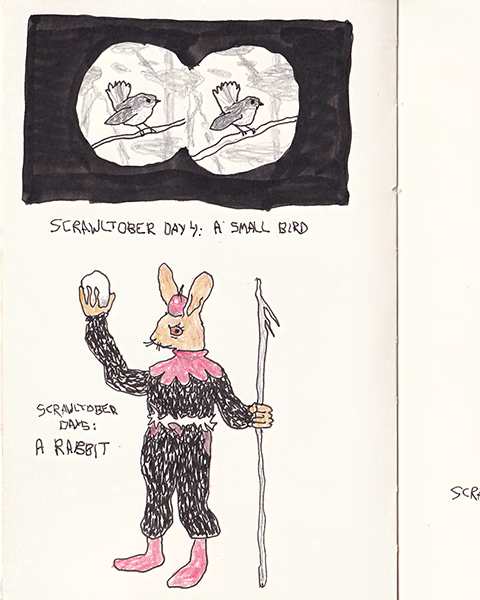 Scrawltober 2022 Day 4 - A Small Bird & Day 5 - A Rabbit