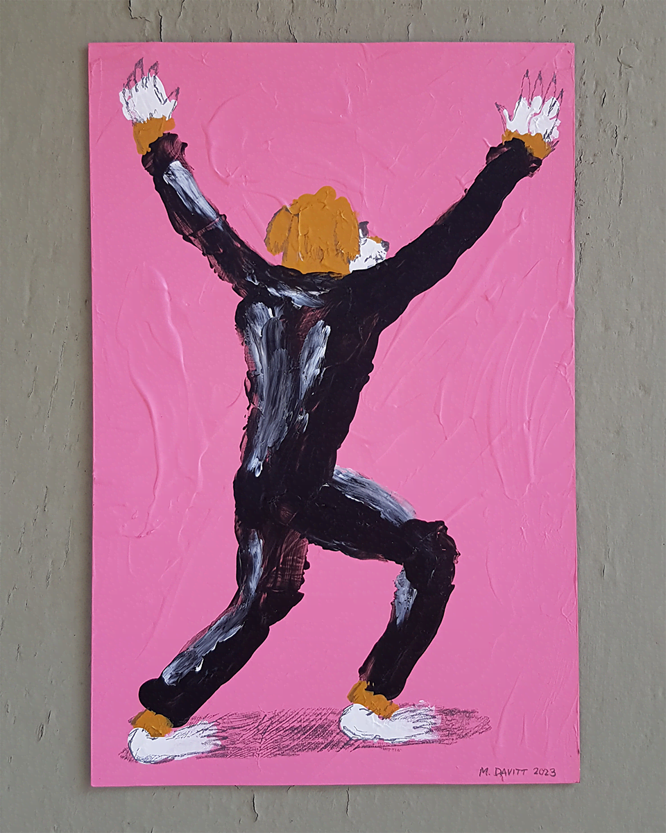 'Big Stretch', acrylic and graphite on board, 2023